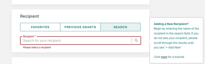 Entering recipient using Search