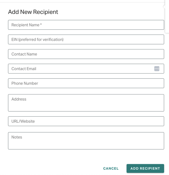 Fillable Add New Recipient Form